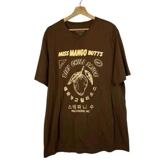 Biss Dark Brown Miss Mango Butts Chili Graphic Crewneck Short Sleeve T-Shirt 2XL - Picture 1 of 3
